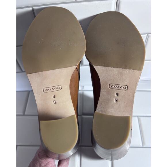 Coach Kasandra Chestnut Brown Leather Block High Heel Ankle Boots A7094 Size 8B - Picture 8 of 8